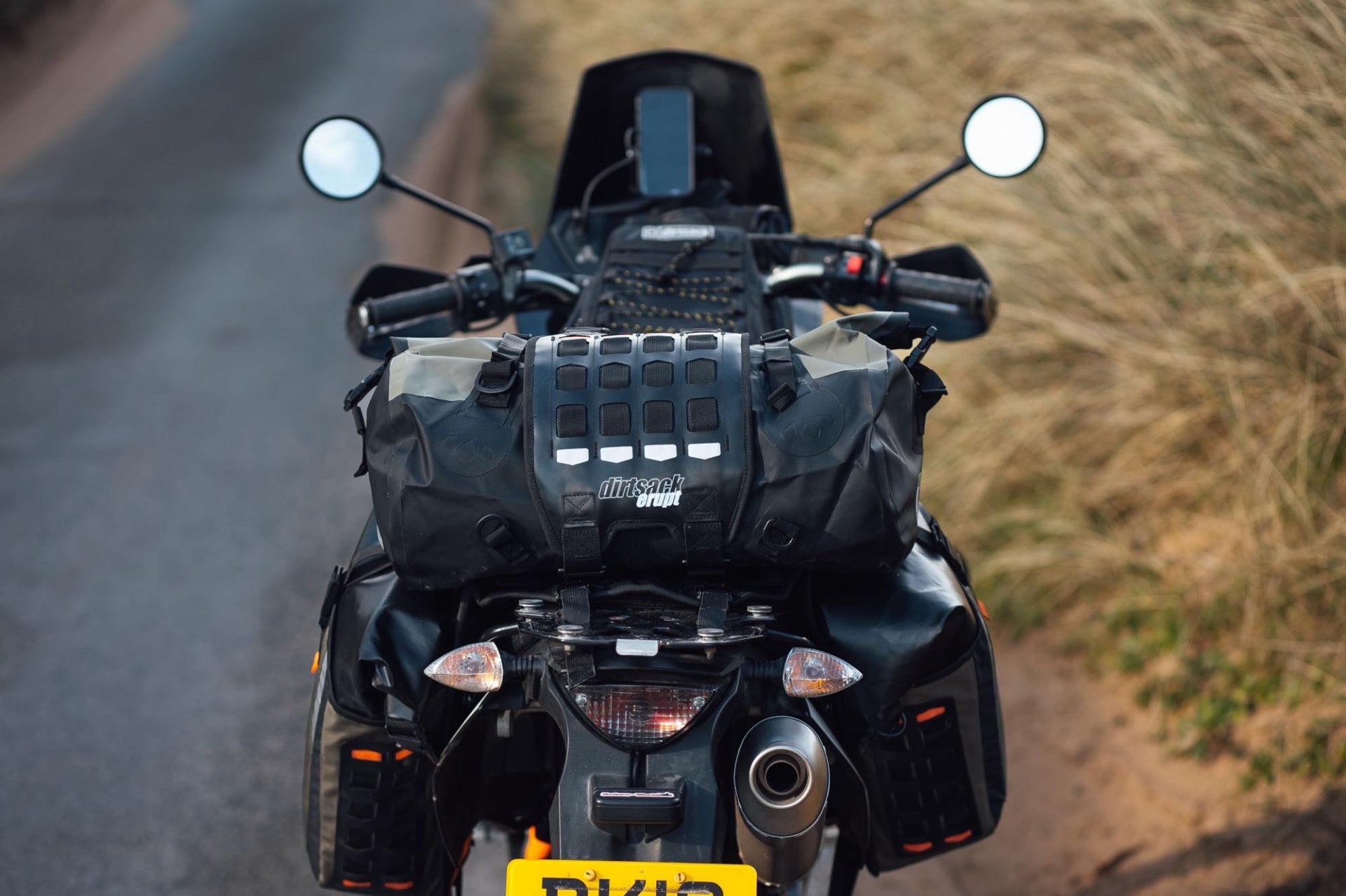 Dirtsack Erupt Rackless V2 Soft Luggage ADV Kit 2 x 24 litre All Black No Pannier Racks Needed