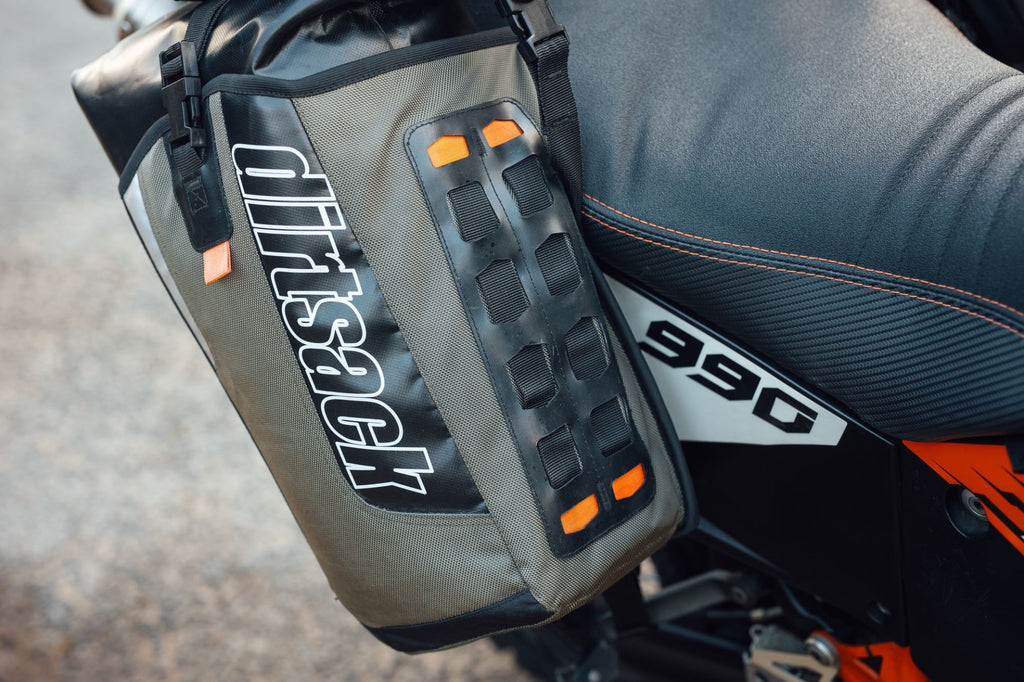 Dirtsack Erupt Rackless V2 Soft Luggage ADV Kit 2 x 24 litre All Black No Pannier Racks Needed