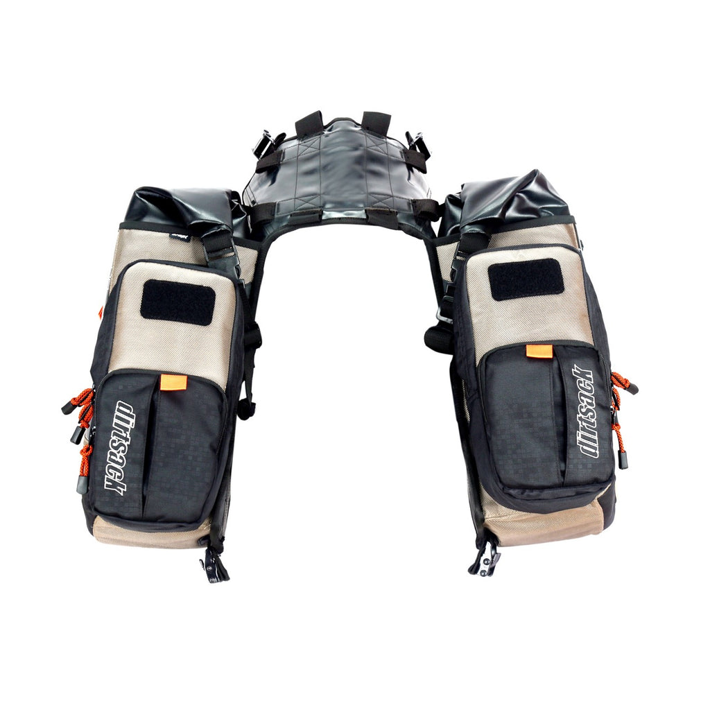 Dirtsack Erupt Rackless V2 Soft Luggage ADV 2 x 24L Sandstorm & Black X-Wide