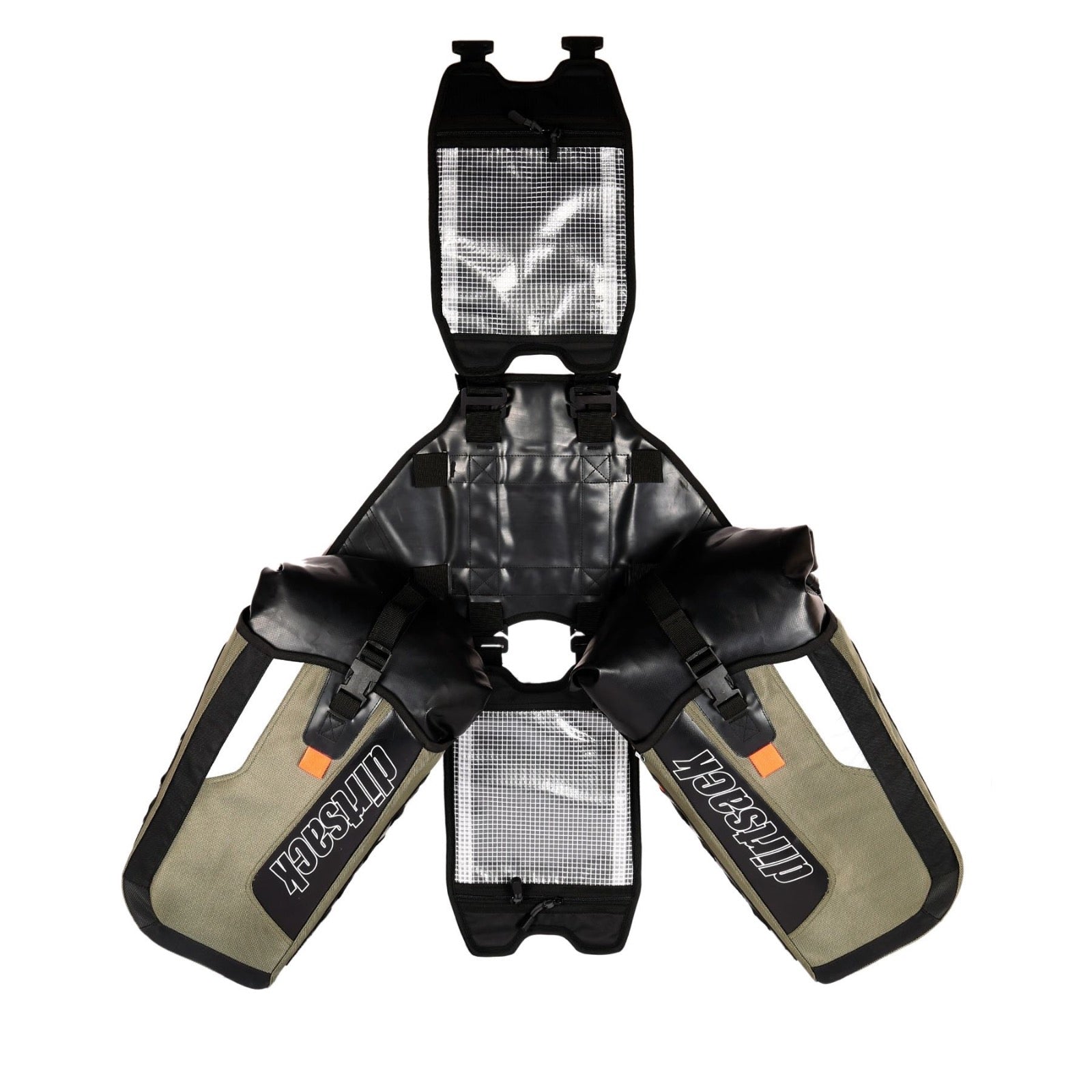 Dirtsack Erupt Rackless V2 Soft Luggage ADV Kit 2 x 24 litre Green / Black No Pannier Racks Needed