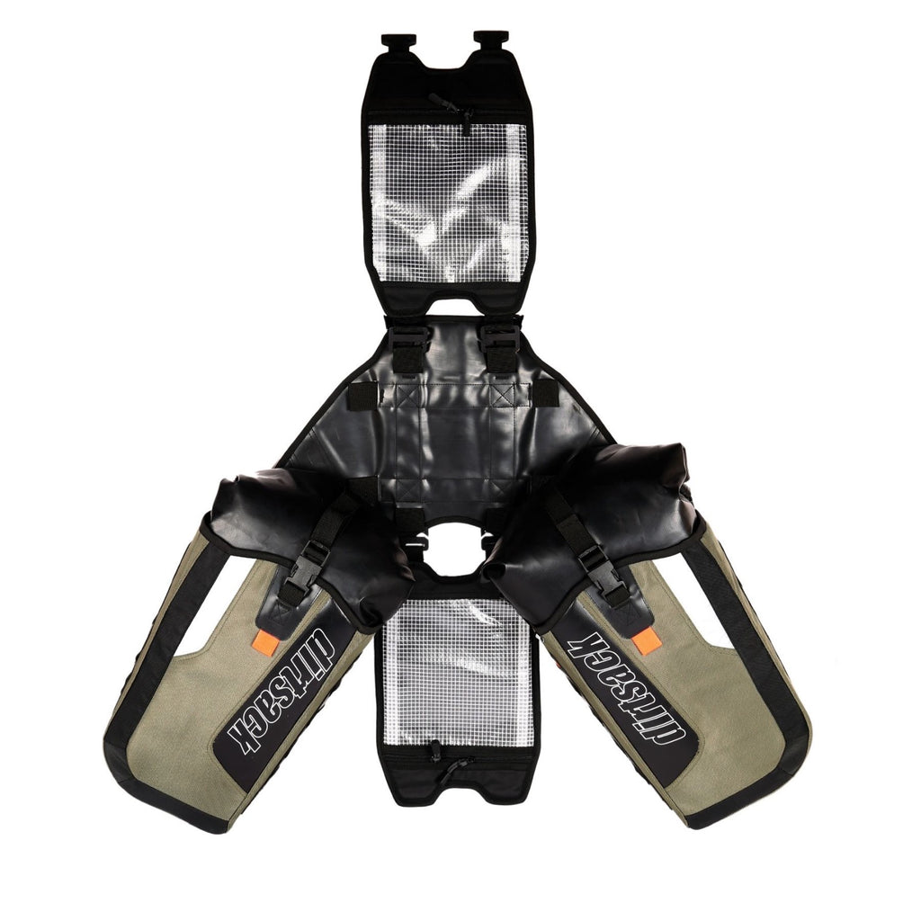 Dirtsack Erupt Rackless V2 Soft Luggage ADV Kit 2 x 24 litre All Black X-Wide No Pannier Racks Needed
