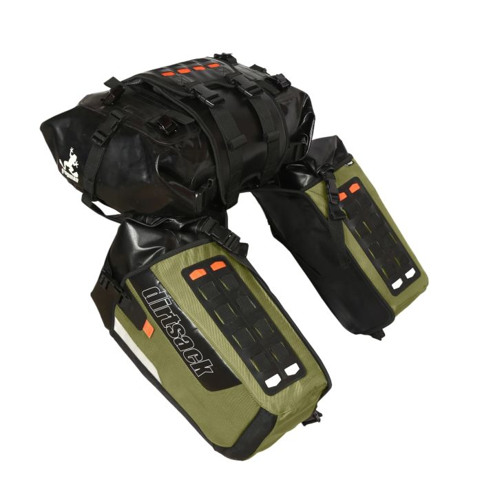 Dirtsack Rackless Luggage 2 x 24 litre Green/Black Fuel Cut Out 690/701 450 Rally